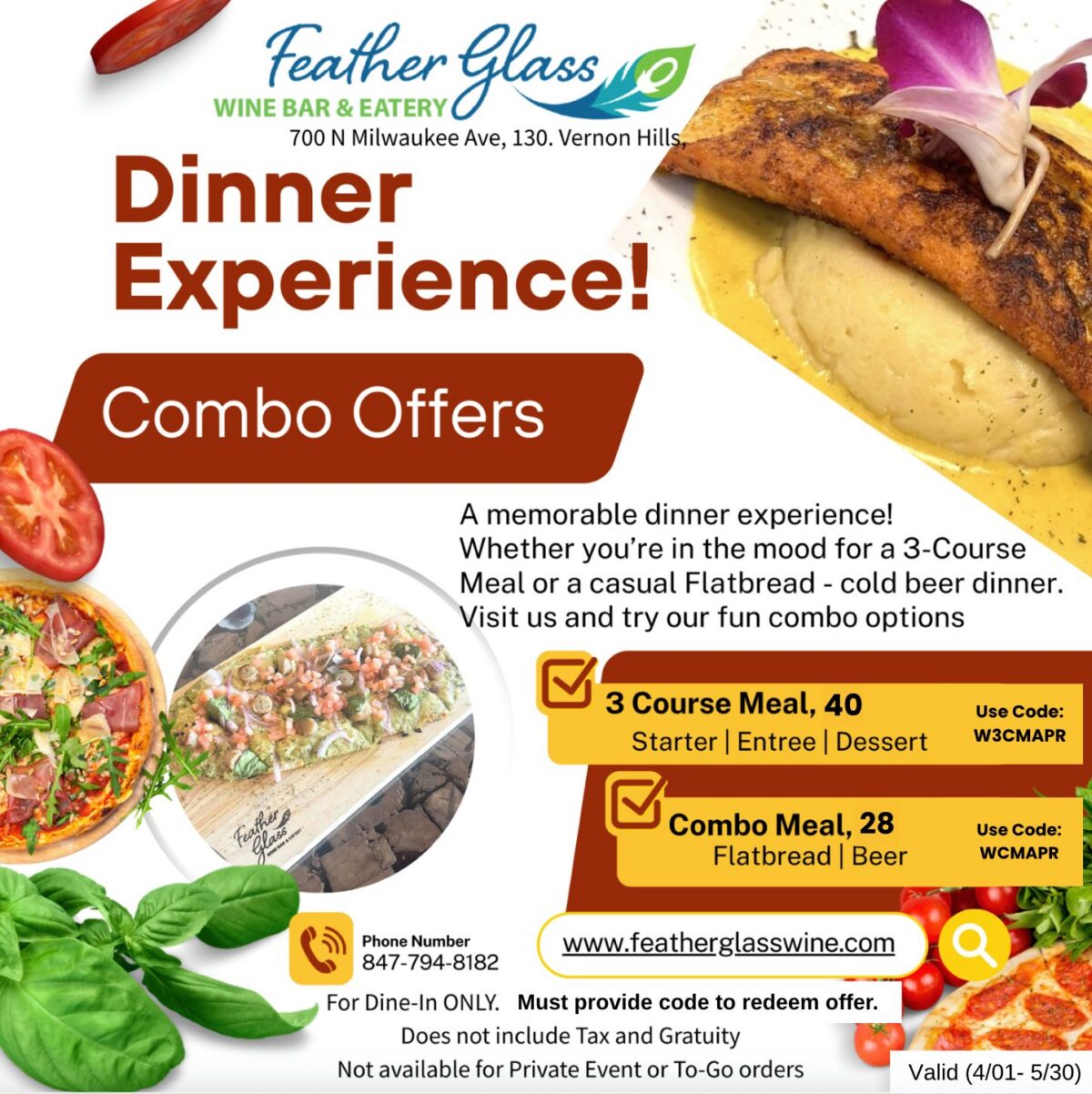 Feather Glass Chicago Combo Meal offer April 2026